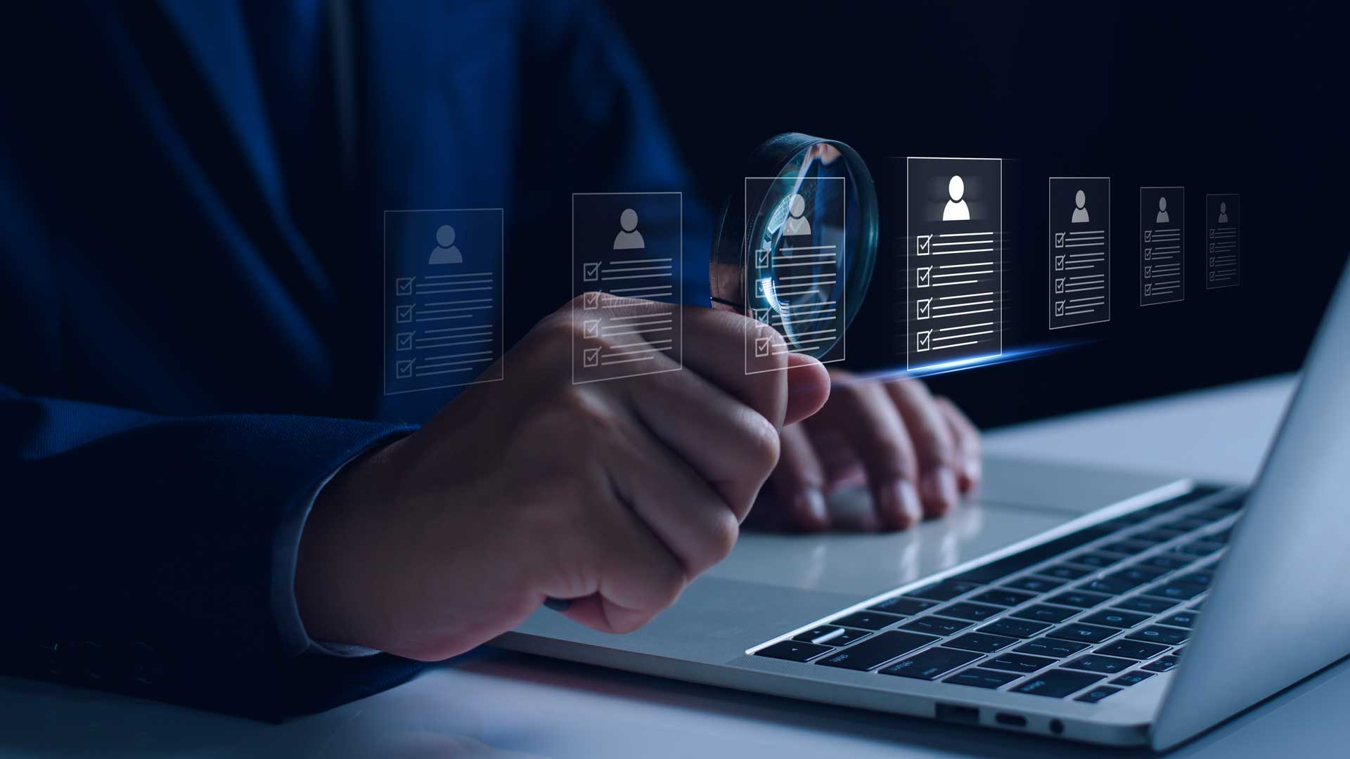 fly over a group of people connected each other, ekas, healthcare recruitment, dynamic profiling